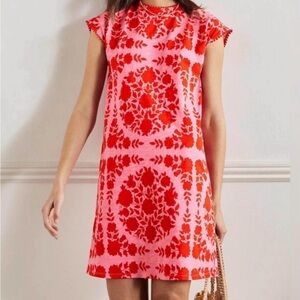 Boden Red and Pink Floral Mini Dress